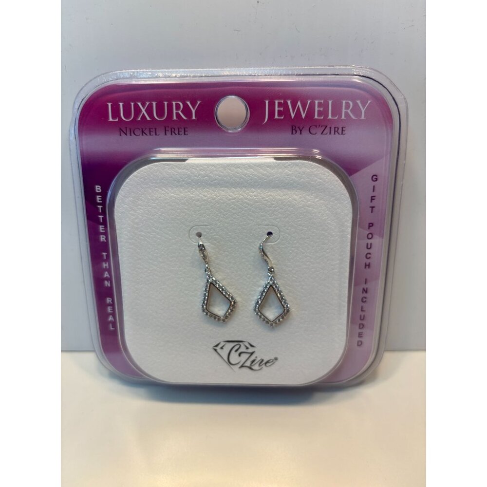 Sparkling Holiday Diamond-Shaped Drop Earrings - Nickel-Free Elegance